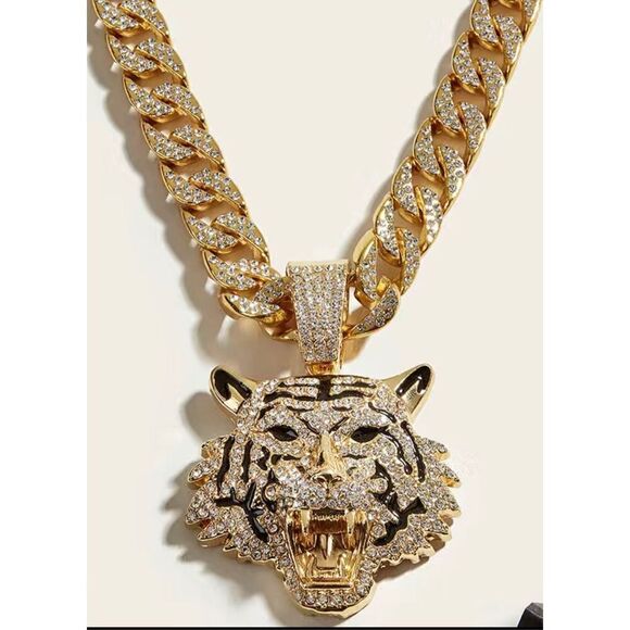 Tiger Head Pendant + Cuban Chain - Picture 4 of 6